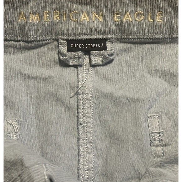 American Eagle Blue Corduroy Button-Front Mini Skirt Size 8 Super Stretch - Picture 3 of 5